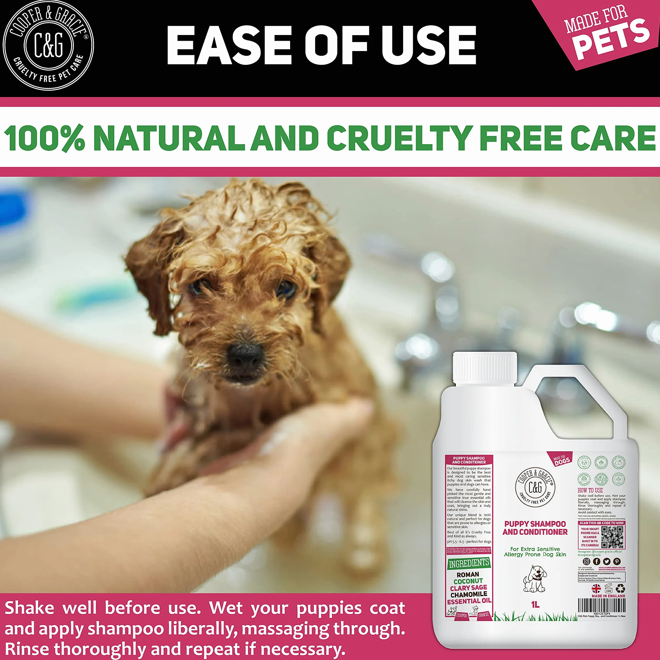 C&G Pets Shampoing et après-shampoing pour chiot 1 l