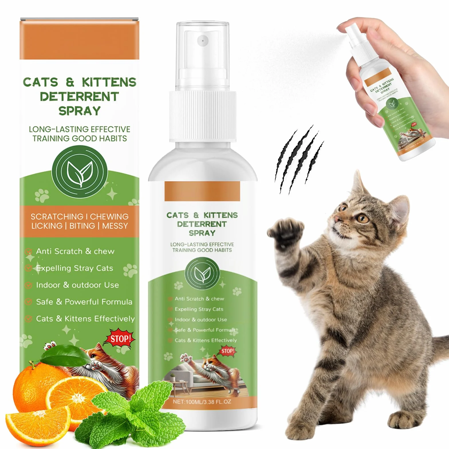 Spray Répulsif pour Chat 100ML, Anti Griffure Chat Intérieur Extérieur, Protéger Meubles Canapé