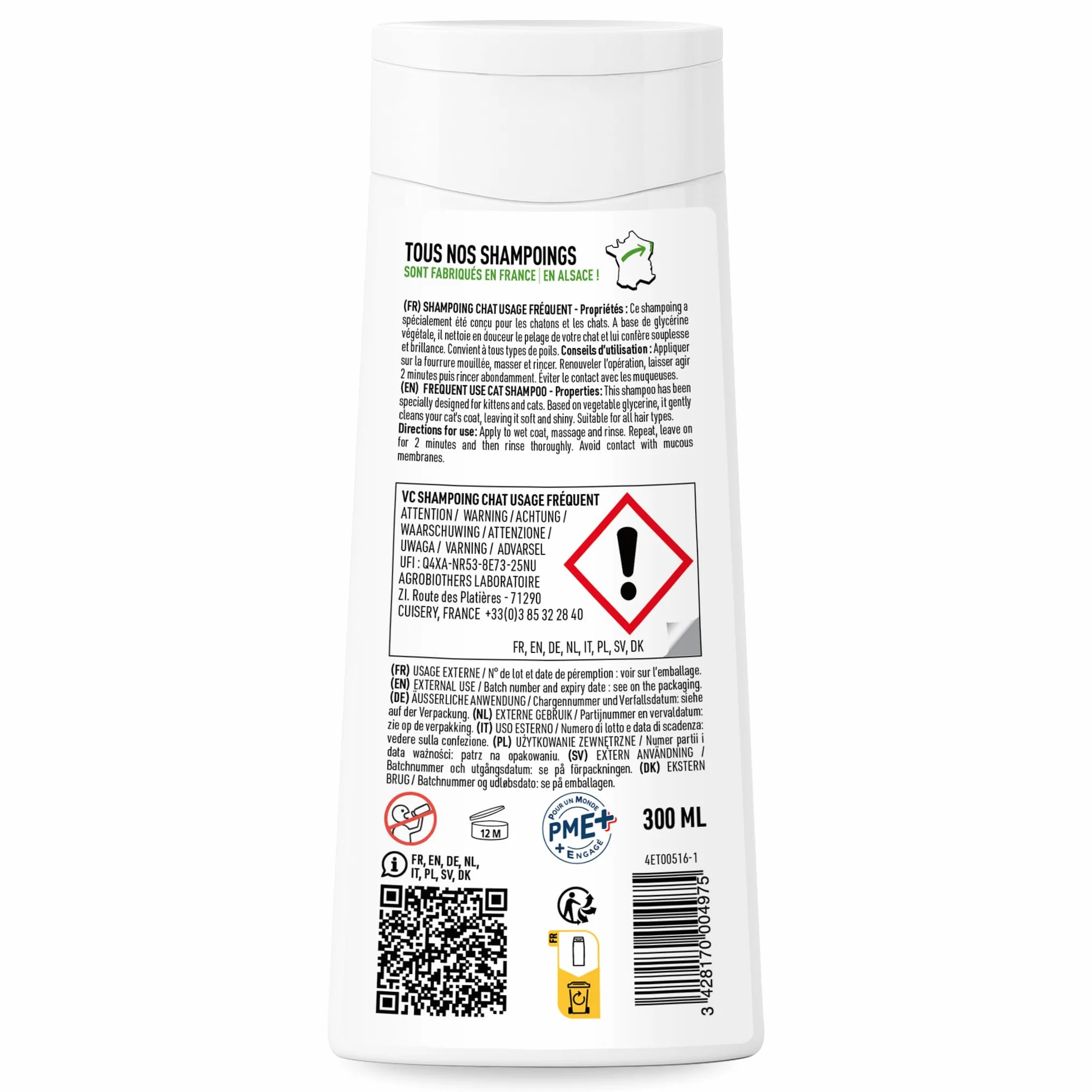 Vetocanis Shampoing Chat Dermoprotecteur 300 ml Glycérine Végétale Parfum Fleur de Lotus