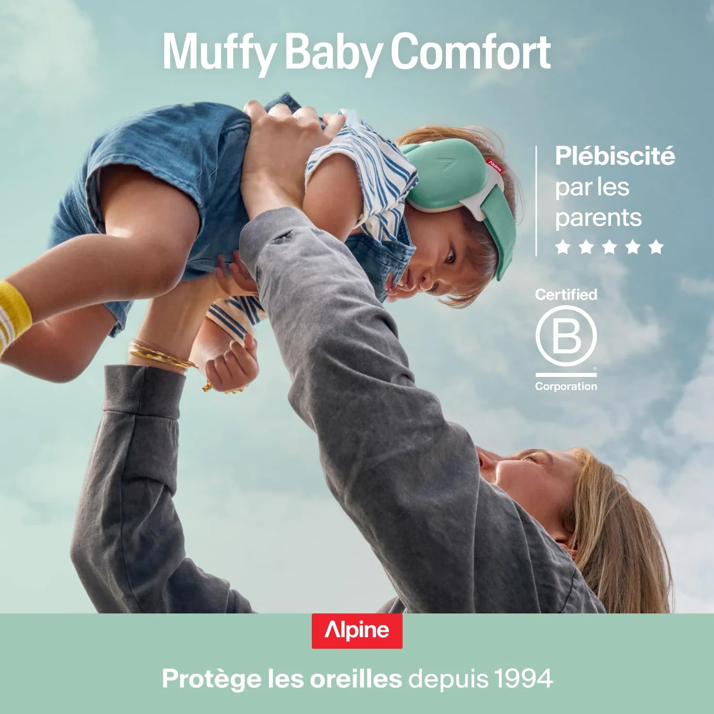 Alpine Muffy Baby Classic & Confort Casque Anti Bruit Bebe Certifiée CE Bandeau Ajustable