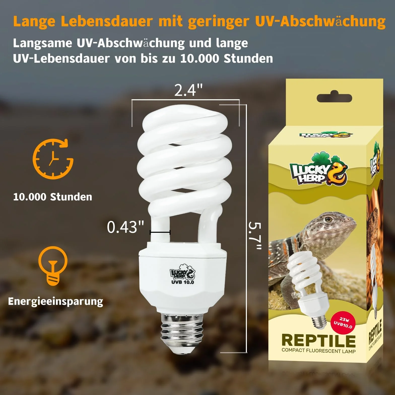 LUCKY HERP Lampe Reptile UVB 10.0 23W Ampoule UVA UVB 150 Fluorescente Compacte pour Terrarium