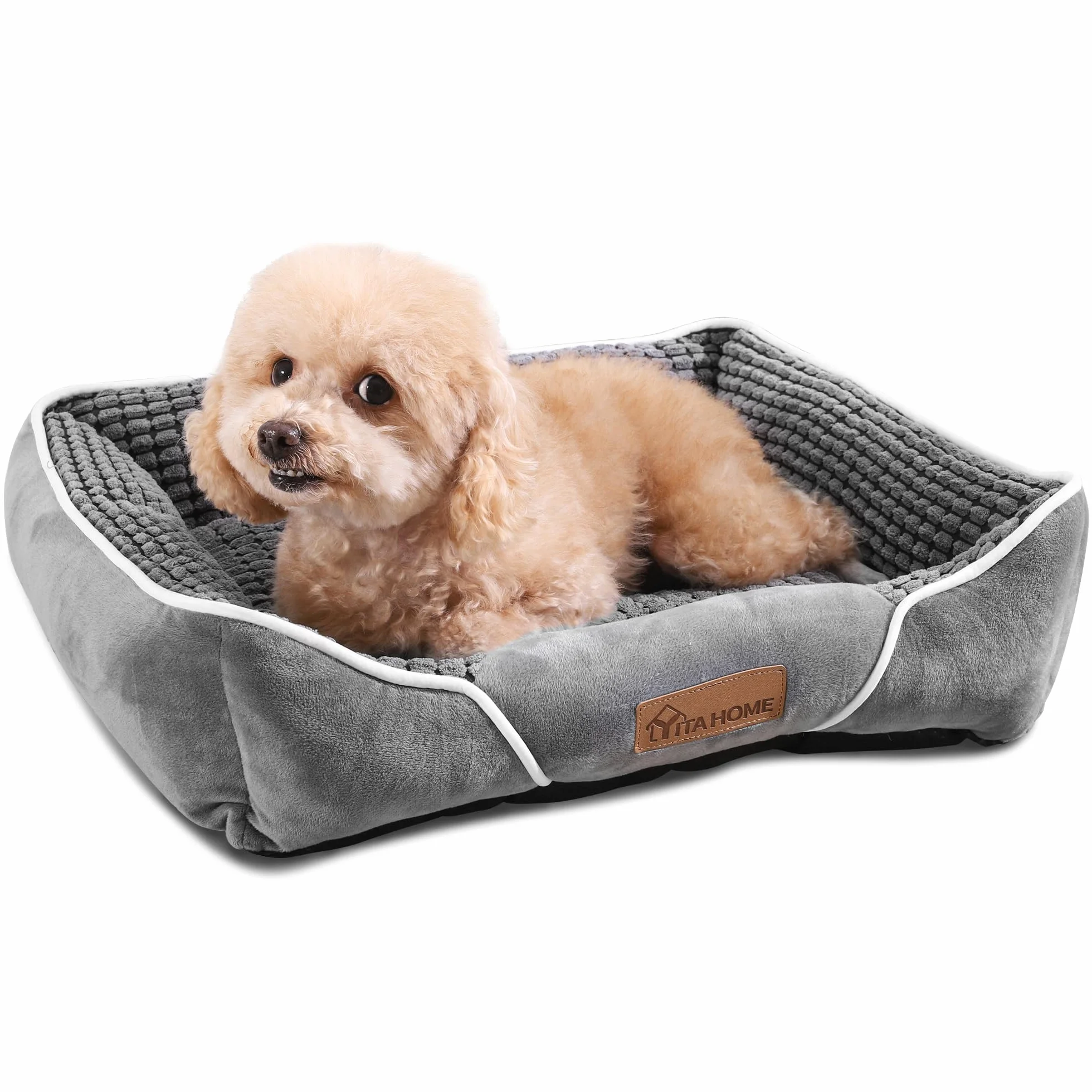 YITAHOME Panier Orthopédique pour Chien 51x48cm Gris Matelas Lavable