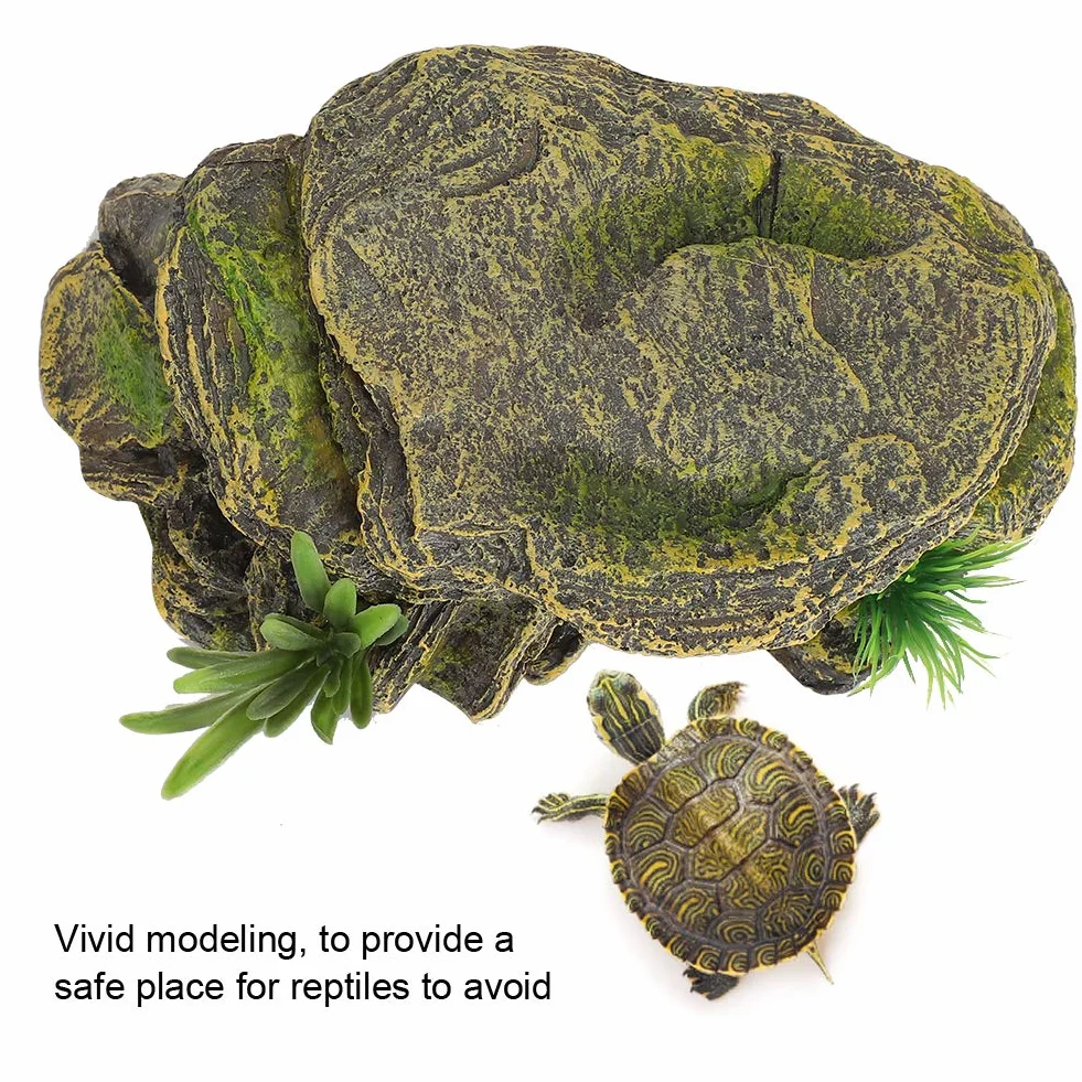 Grotte Cachette Reptile Résine 16x9.5x6.5 cm Abri Lézards Tortues Amphibiens Décoration Terrarium Aquarium