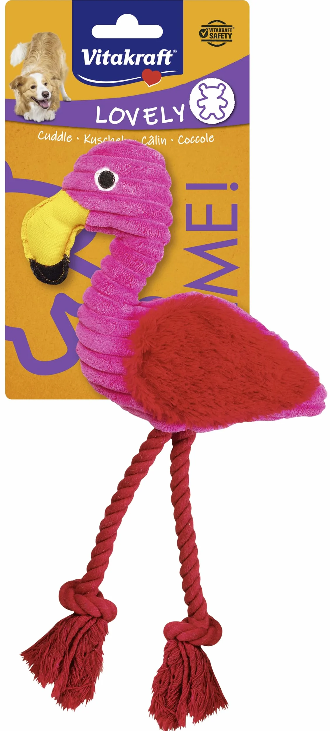 VITAKRAFT Safari Flamant Rose Jouet Pour Chien Peluche Avec Couineur Velours Côtelé 1 Pièce