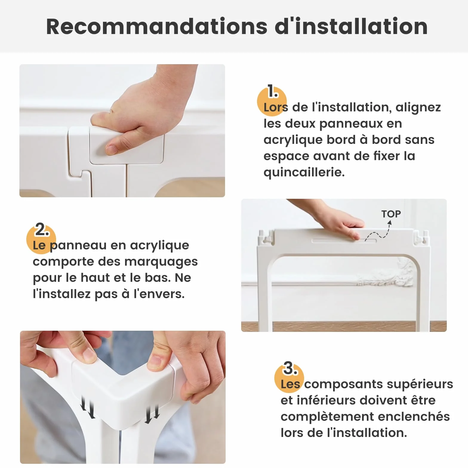Gardner Pet Enclos pour Chien Transparent Acrylique 128x85x60cm 9 PCS + 1 Panneaux avec Porte Parc à Chiot Modulable Intérieur Blanc