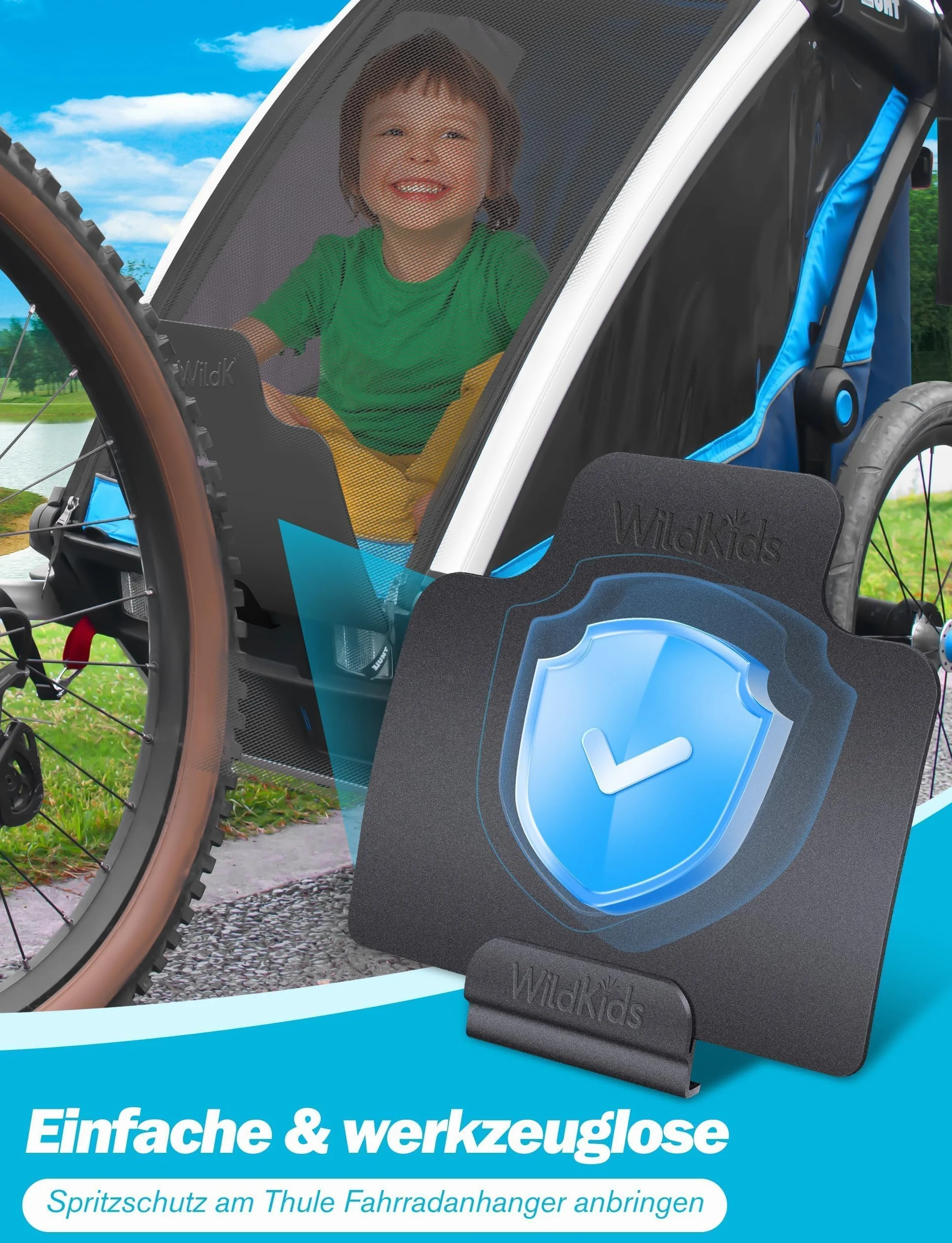 WildKids Garde-boue réglable pour remorque vélo Thule Chariot 2017-2023 Sport Cross Cab Lite