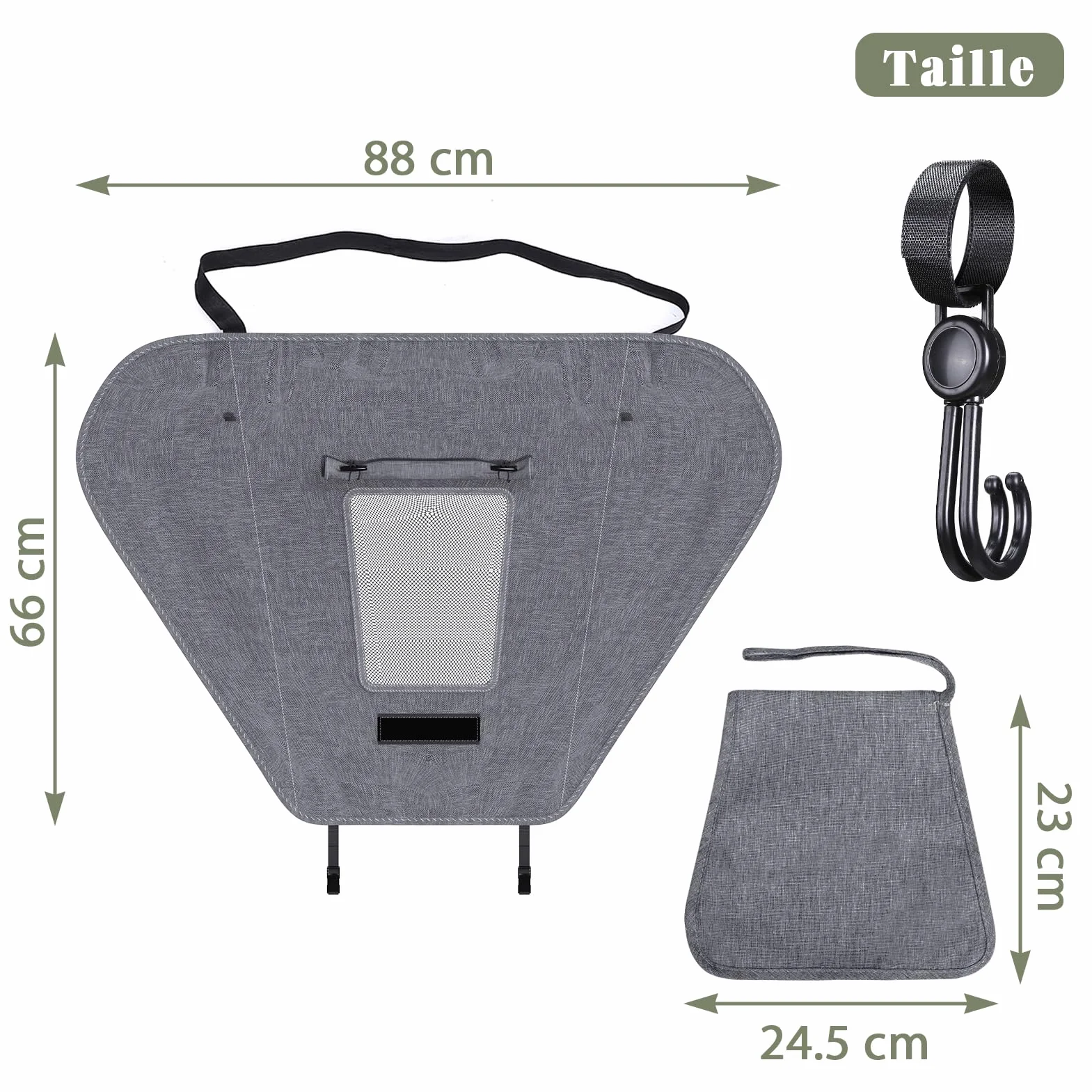 Pare Soleil Poussette Universelle Anti-UV avec Toit Ouvrant Ventilé, Sac de Rangement, Crochets