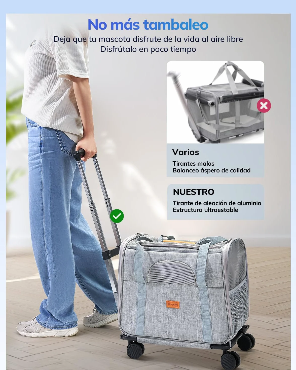 Morpilot Sac de Transport Pliable avec Roulettes pour Chat Petit Chien