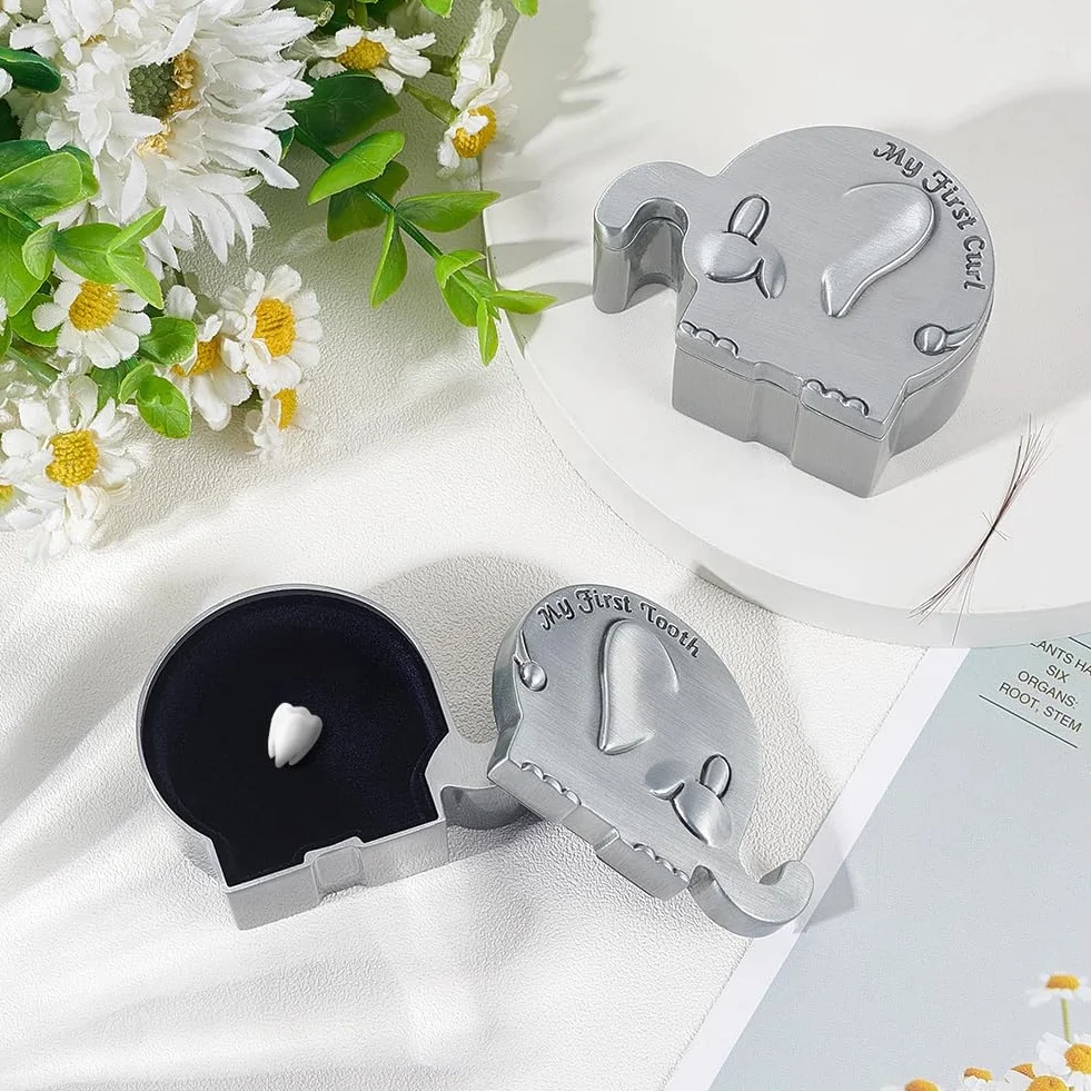 FINGERINSPIRE Boîte à Souvenirs Première Boucle Dent Argent Antique Coffret Bébé