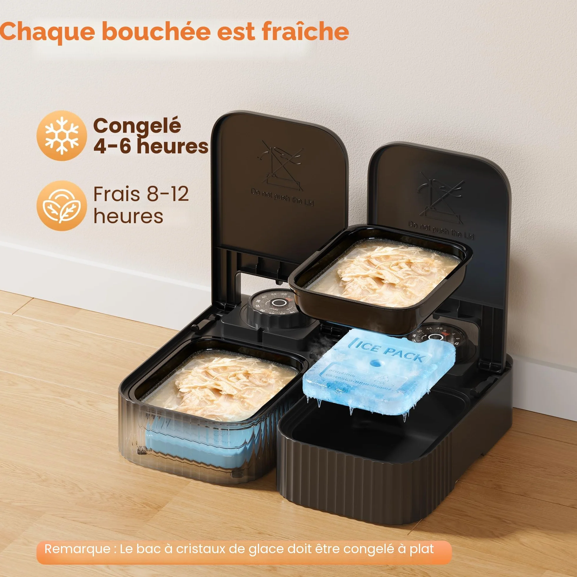 Distributeur Croquettes Chat Automatique Humide 48H Programmable sans Fil 350g par Repas Réfrigération