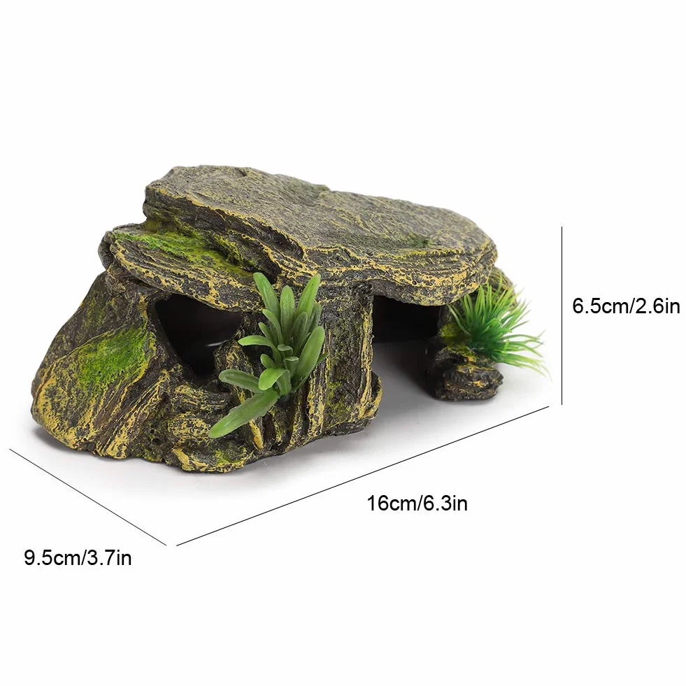 Grotte Cachette Reptile Résine 16x9.5x6.5 cm Abri Lézards Tortues Amphibiens Décoration Terrarium Aquarium