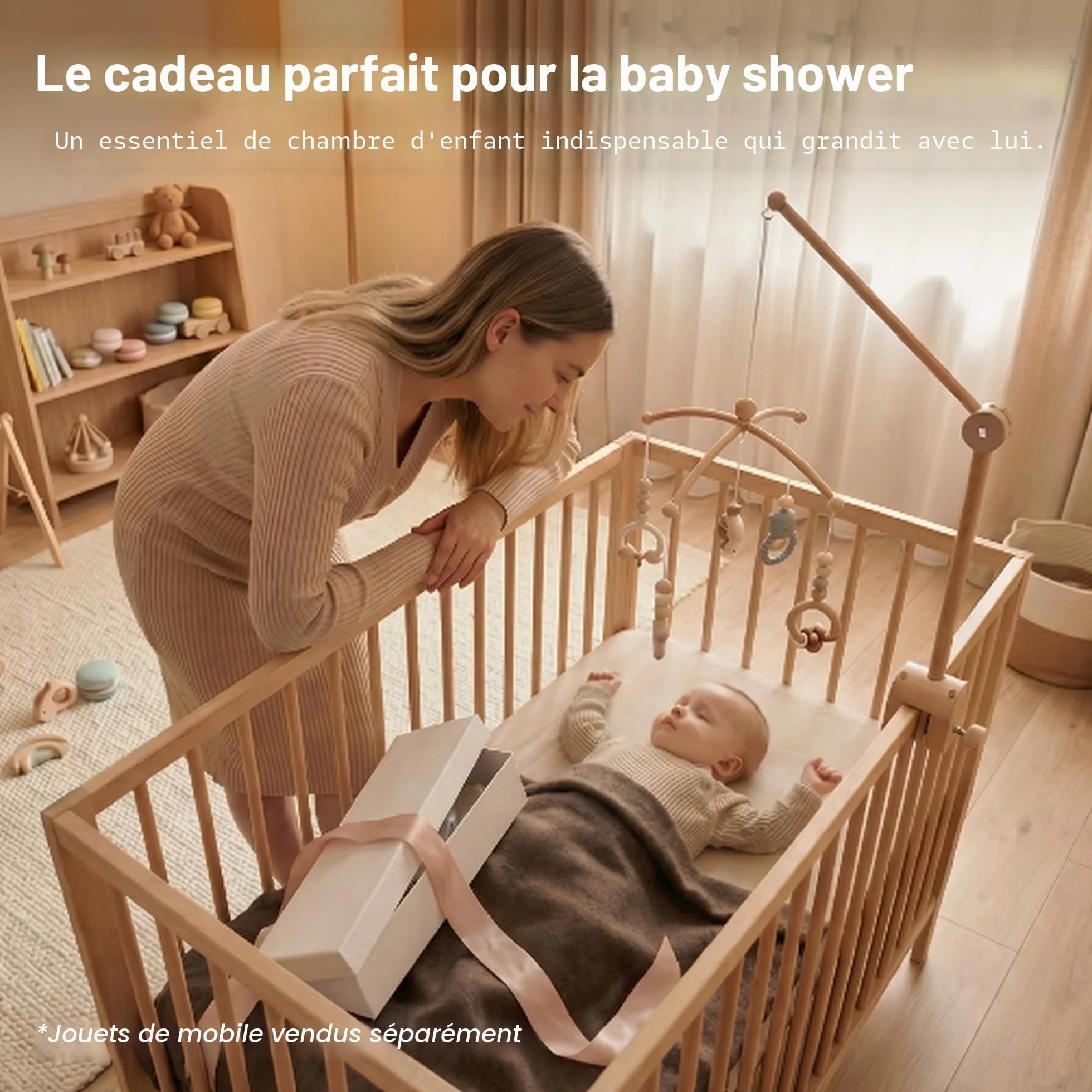 Support Mobile Bébé Réglable en Hauteur pour Lit de Bébé, Table à Langer, Parc, 0-6 mois