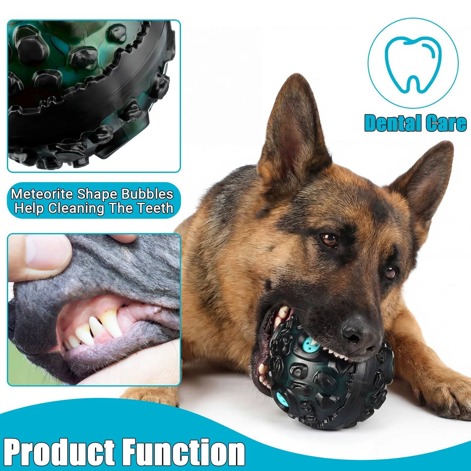 Honoson Lot de 4 balles à mâcher agressives pour chien – Jouet interactif indestructible avec rire qui couine – Jouet à mâcher en caoutchouc élastique pour chiens de petite, moyenne et grande taille