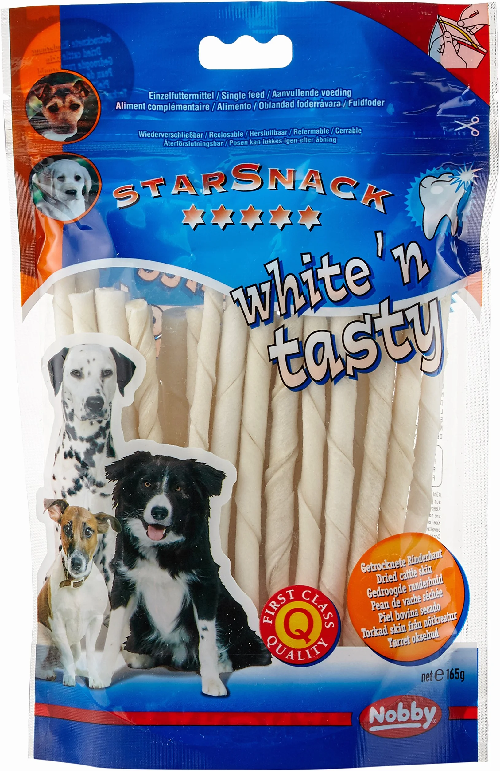 Nobby Stick à Mâcher pour Chien Blanc 12,5 cm 6-7 mm 30 Pièces
