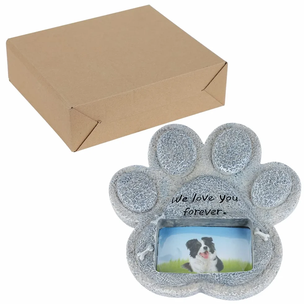 Plaque Commémorative Personnalisée pour Chien Chat en Résine avec Photo Cadeau en Forme de Patte