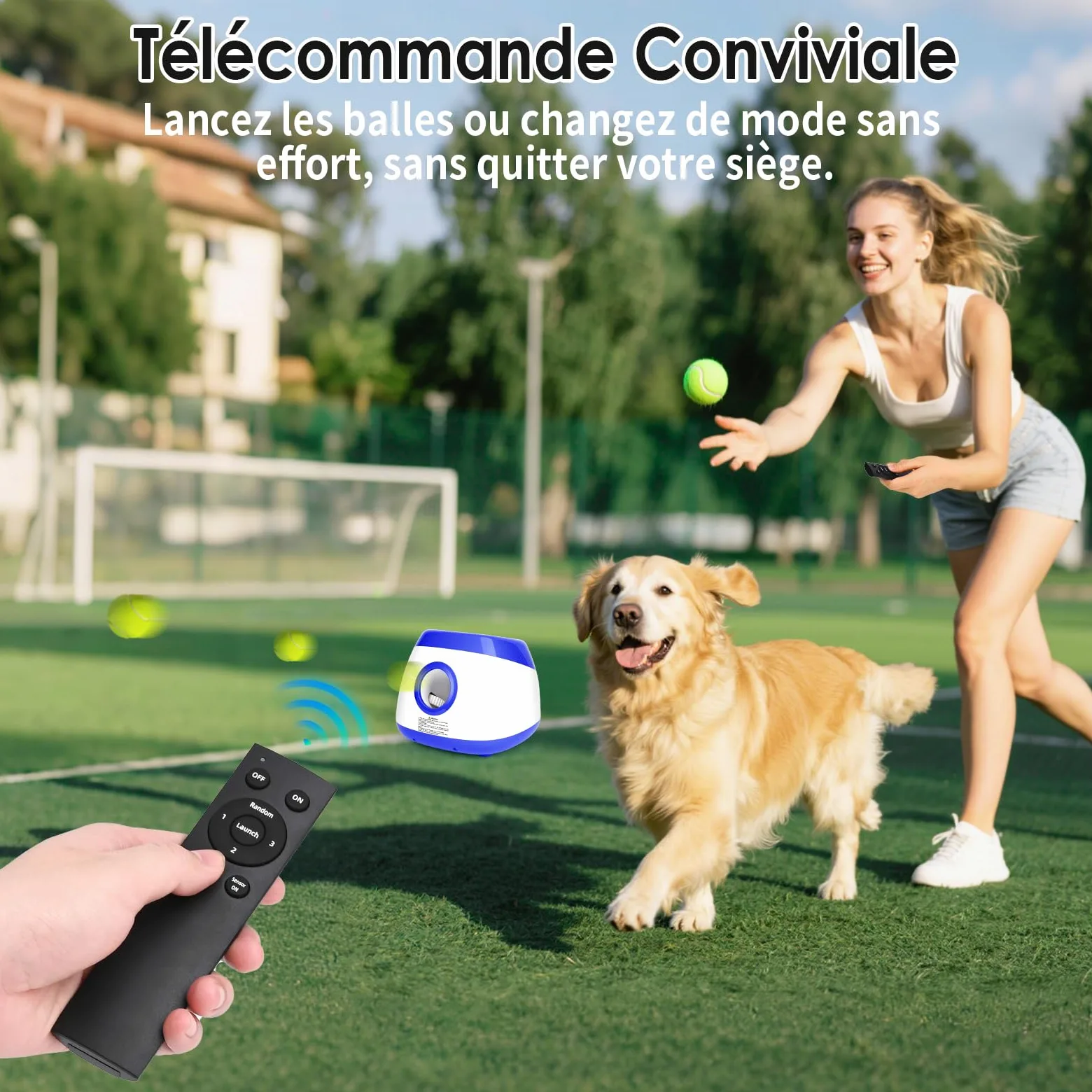 Lanceur de Balle pour Chien Automatique Jeu Intelligence Chien Balles de Tennis pour Chiens de Grand et Moyenne Taille