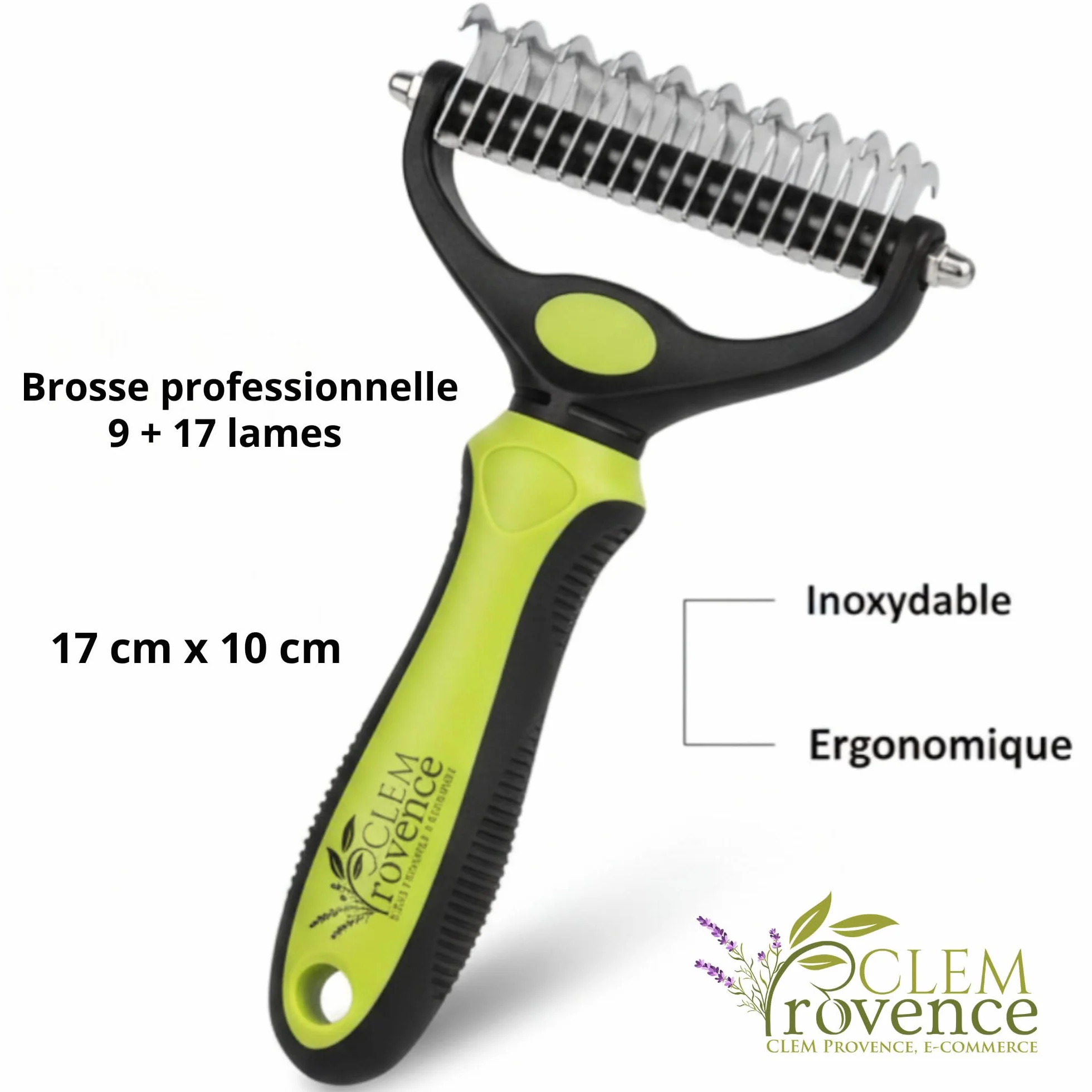 Brosse Démêlante Double Lame pour Chien et Chat Poil Long - Professionnelle pour Enlever Sous Poils et Nœuds