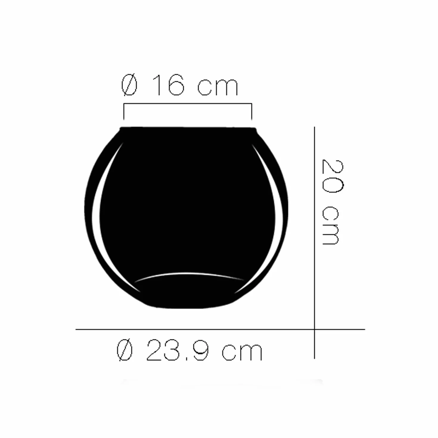 Aquarium Boule Vase en Verre Diamètre 23.9 x Hauteur 20 cm