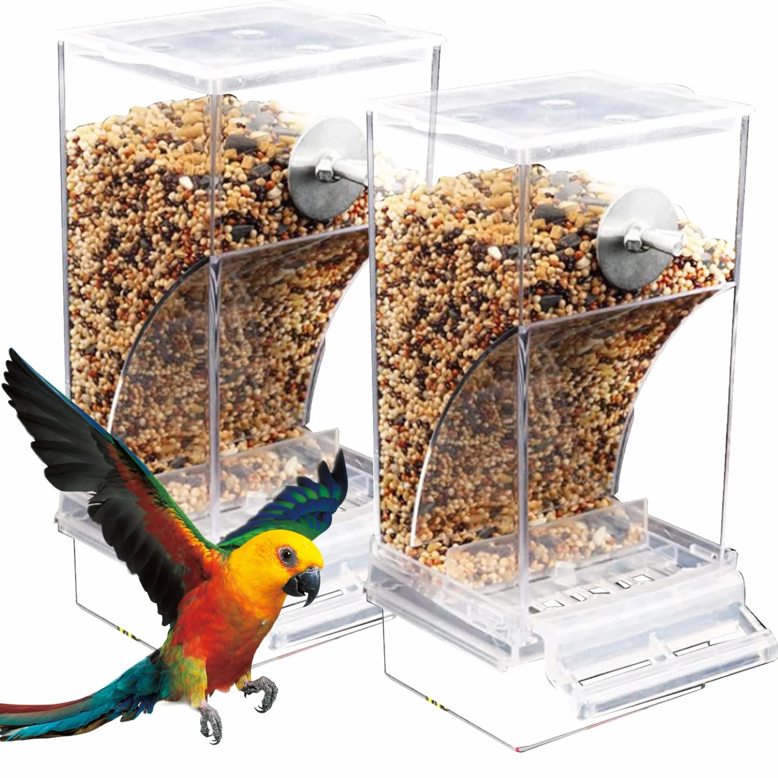 Lot de 2 distributeurs automatiques de nourriture pour oiseaux perruches canaris calopsittes pinsons