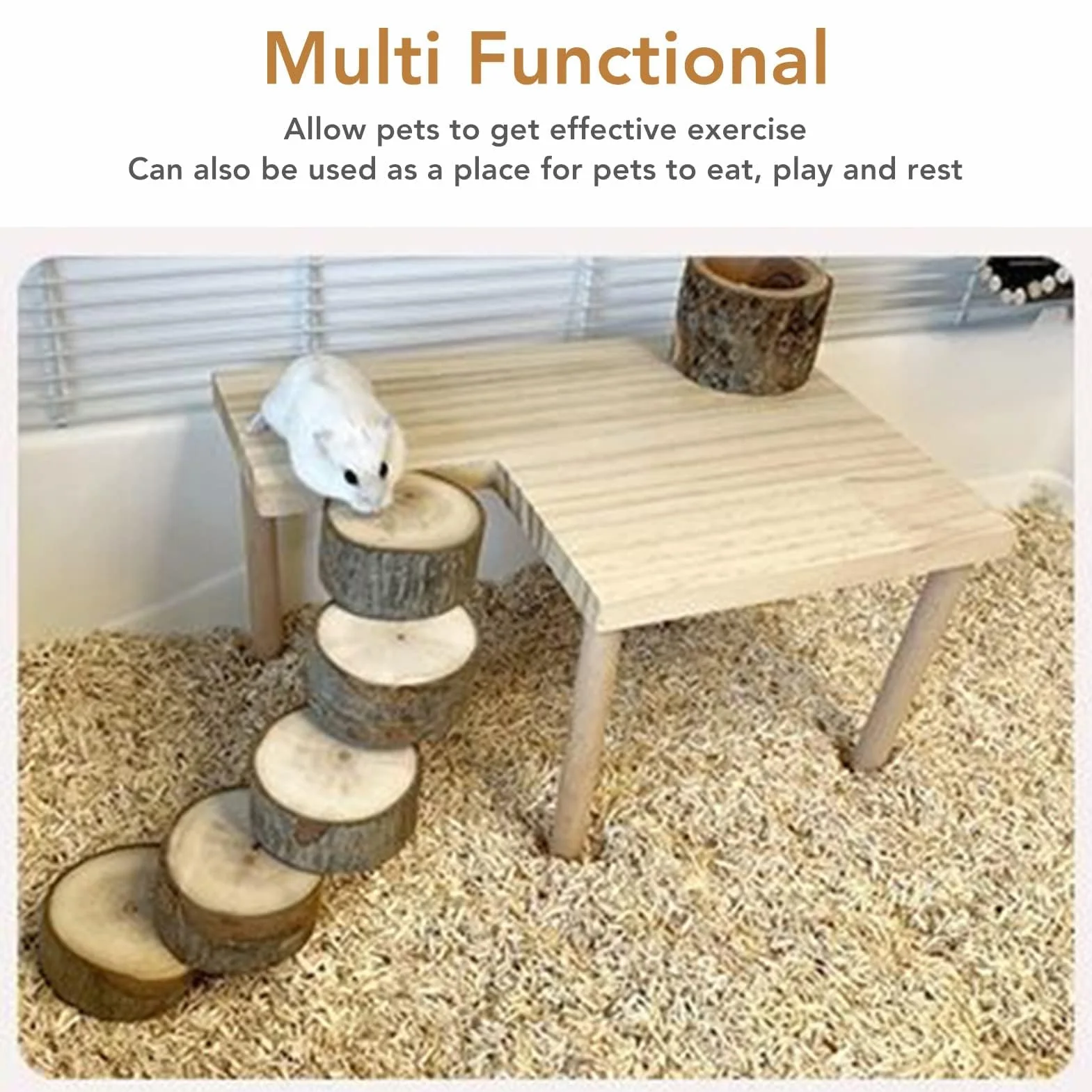Plateforme d'escalade pour Hamster 29x20x15,5cm en Bois avec échelle perchoir Accessoires Cage Jouet