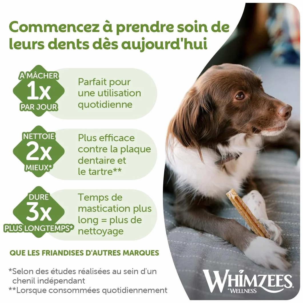 WHIMZEES Bâtonnets XS 56 Pièces Friandises Chiens Très Petite Taille Naturelles sans Céréale Végétariennes
