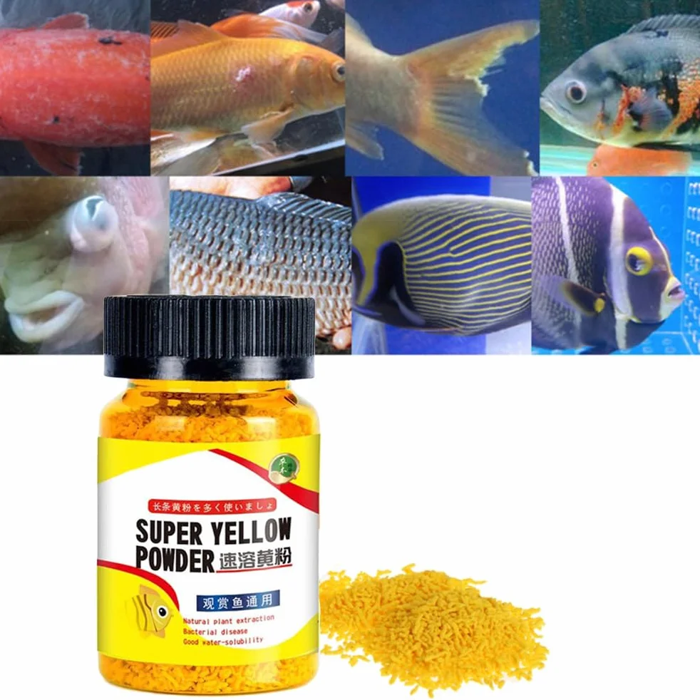 Alomejor Poudre Jaune Instantanée pour Aquarium 65 G Traitement Infections Poissons