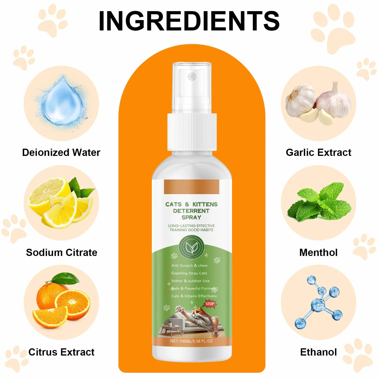 Spray Répulsif pour Chat Anti-Griffage Protecteur Meubles 100ml Intérieur Extérieur