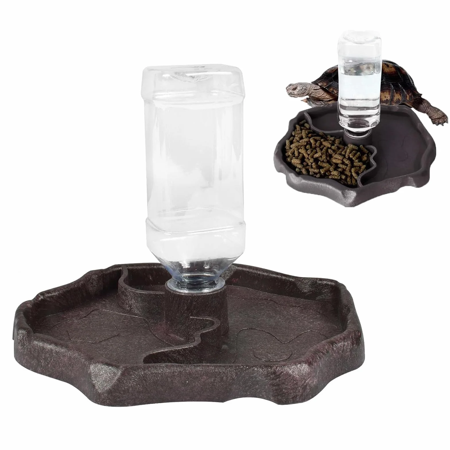 Distributeur d'eau pour Reptile 2 en 1 Anti Débordement Plastique Bol pour Tortues, Hamsters, Lézards