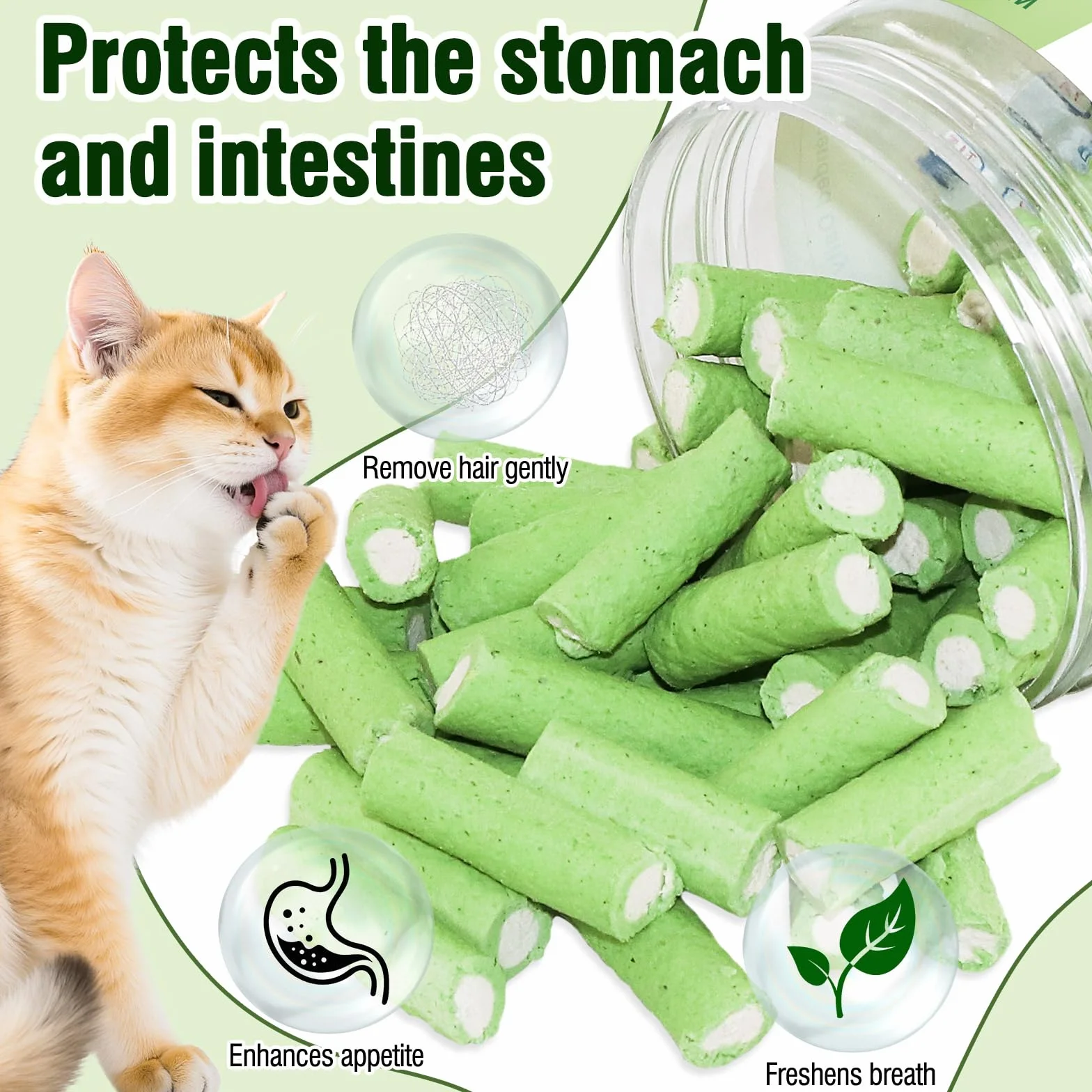 Bâton de Dentition d'Herbe de Chat au Poulet, Friandises Lyophilisées pour Chats