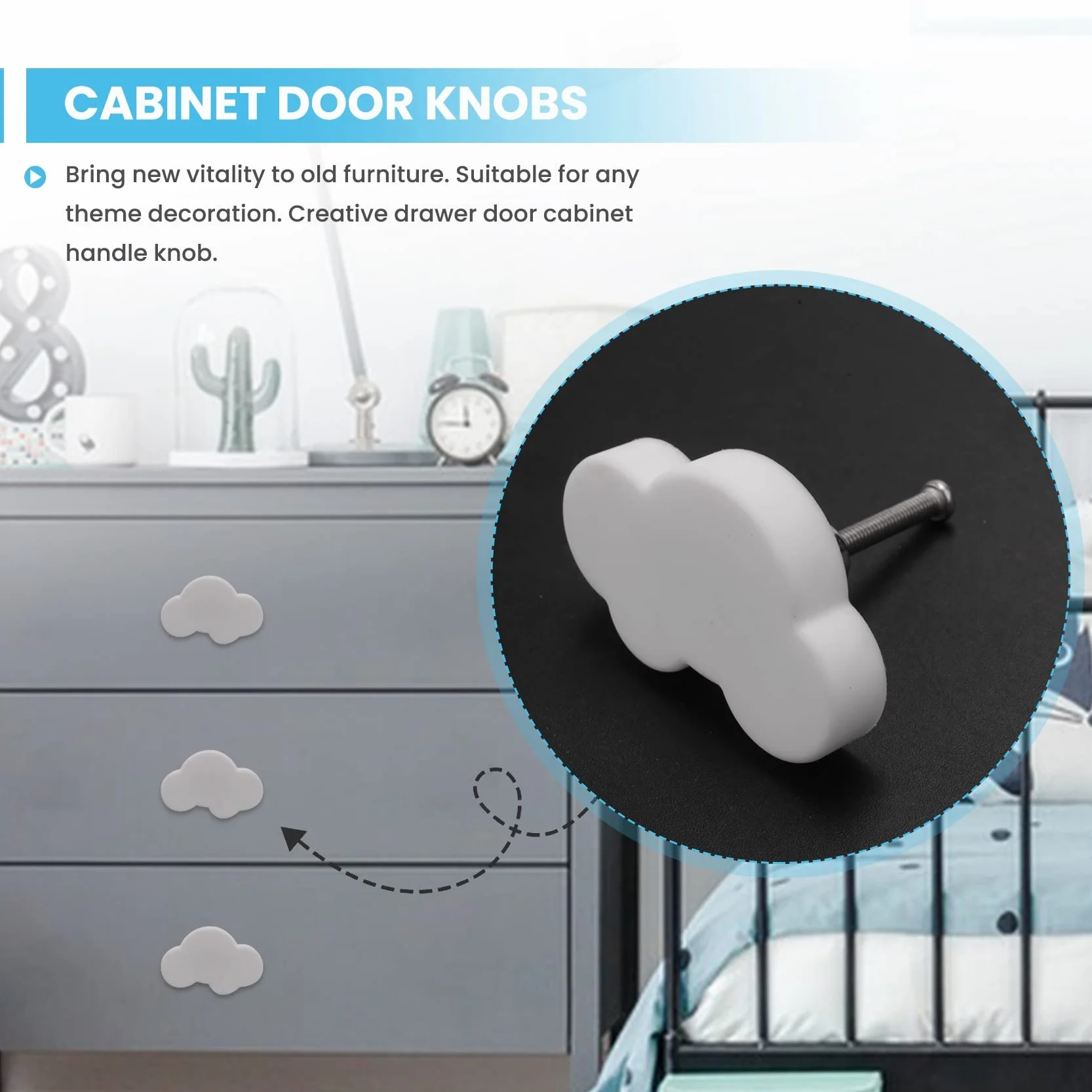 Poignées Enfants Dessin Animé Meubles Boutons Tiroir Porte 10 Pièces pour Chambre Cuisine