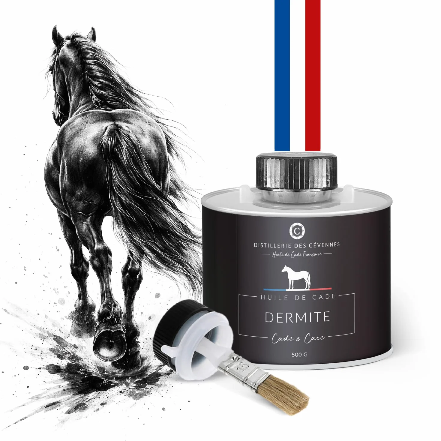 Huile de Cade pour Chevaux Soin de la Dermite 500g Fabriquée Distillée en France