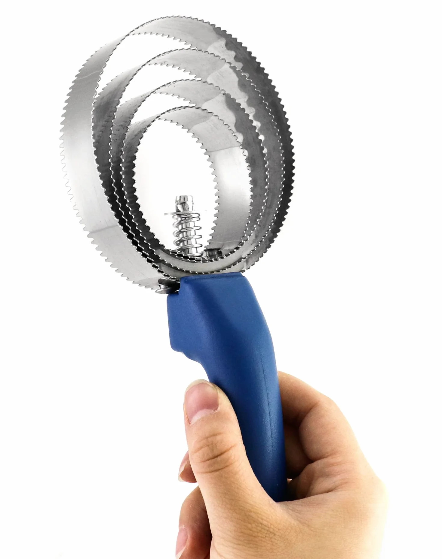 QWORK Etrille Double Face Brosse Cheval 4 Anneaux Manche Soft Touch