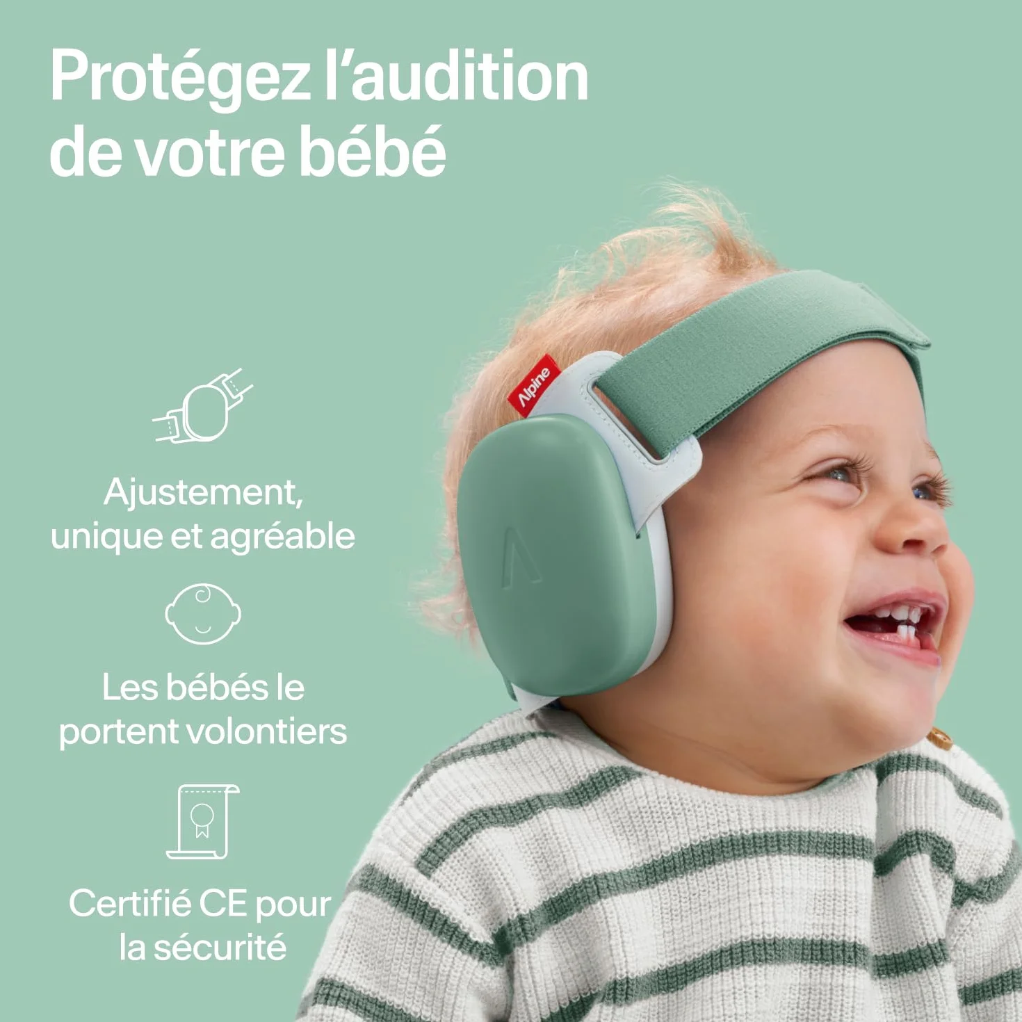 Alpine Muffy Baby Classic & Confort Casque Anti Bruit Bebe Certifiée CE Bandeau Ajustable
