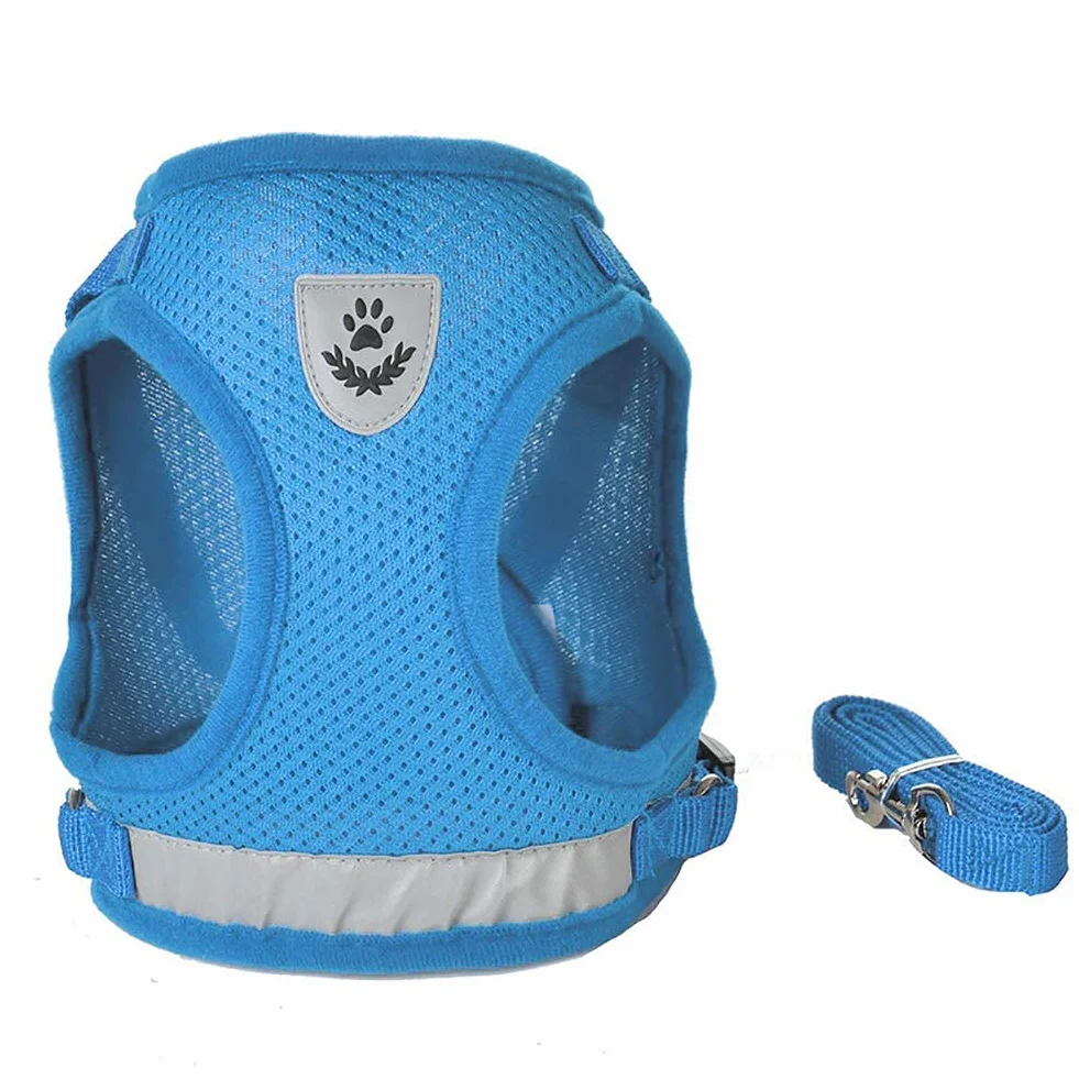 Harnais Chat Anti évasion Réglable Réfléchissant Gilet en Maille Respirant pour Petits Chiens et Chats