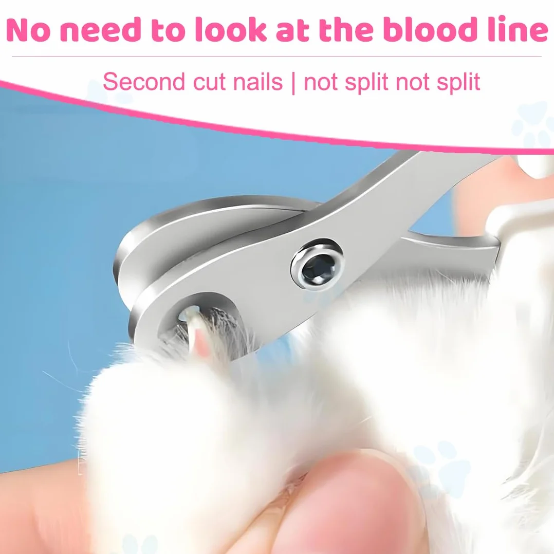 Coupe Griffes Chat Professionnel Coupe Ongle avec Sécurité Positionnement Trou pour Chatons Lapins Cobayes Oiseaux Chiots Petits Animaux Rose