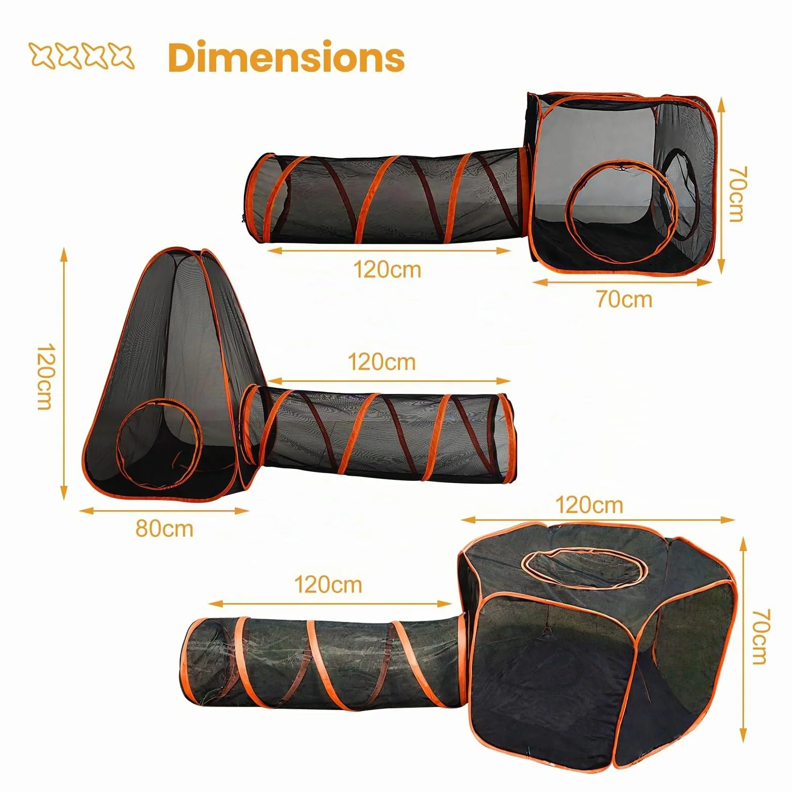 Tunnel pour Animaux de Compagnie Enclos Pliable 6 en 1 pour Chats Tente Parc pour Chiens D'extérieur