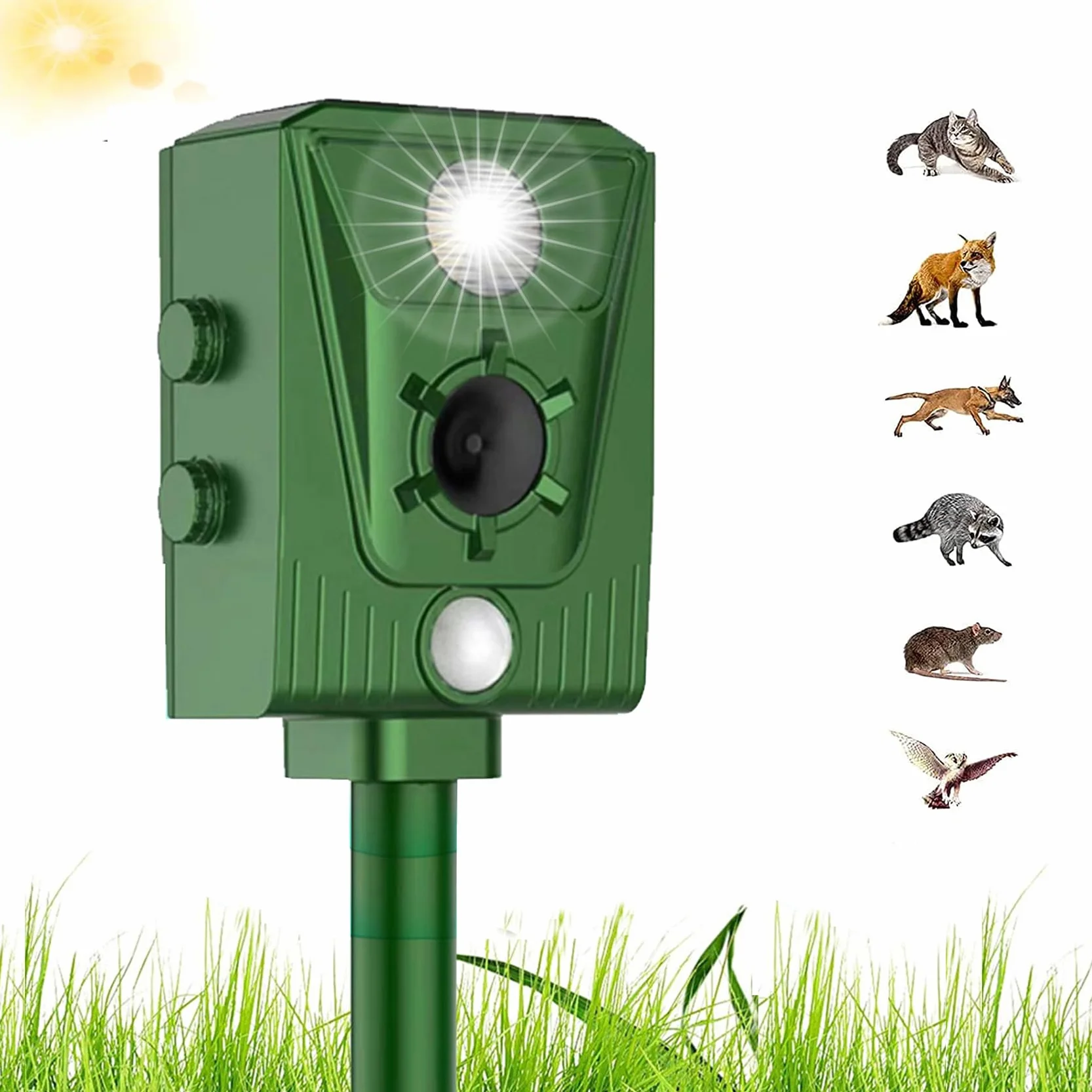 Répulsif Chat Ultrason Solaire Exterieur avec Détecteur de Mouvement Anti Rongeurs Chats Chiens