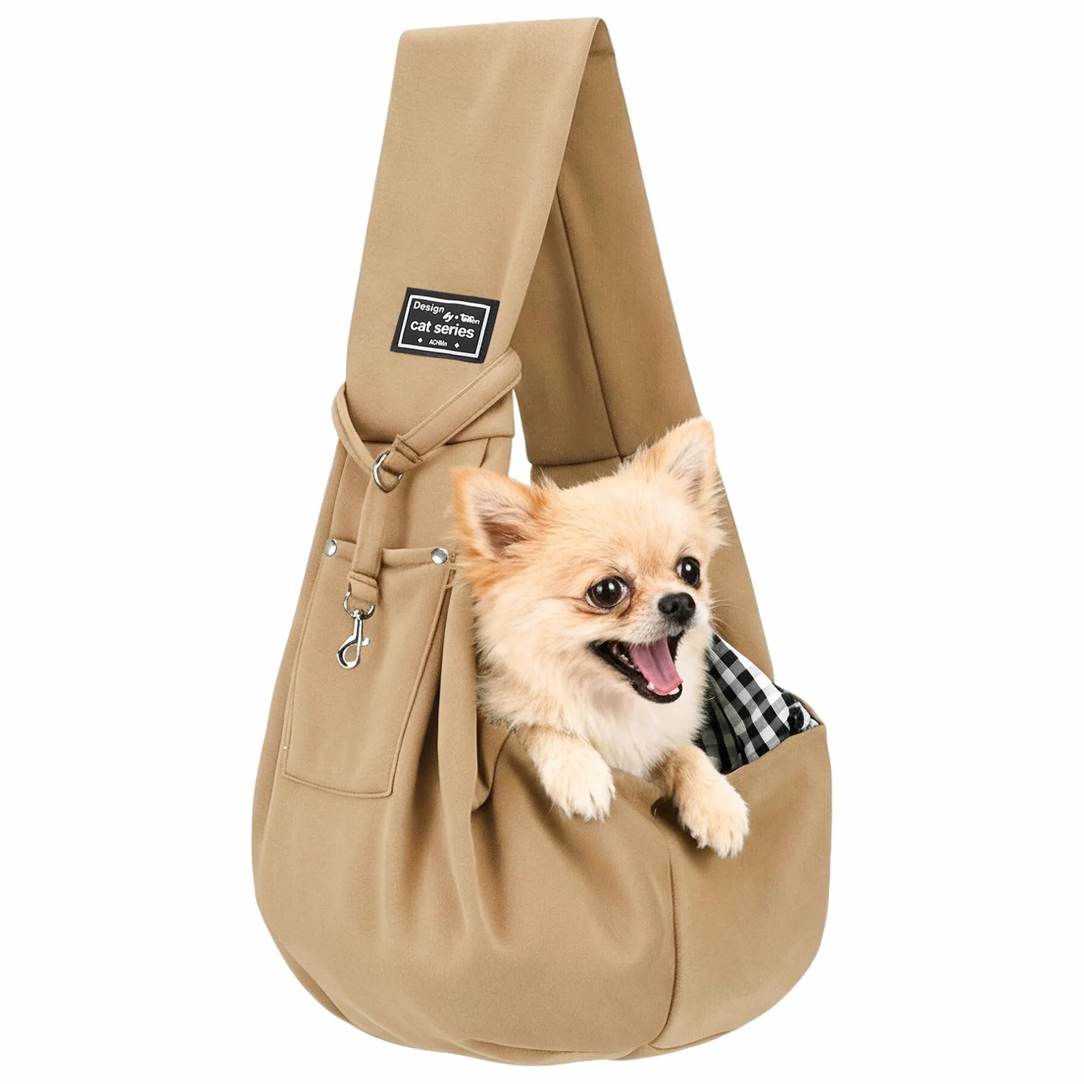 Sac de Transport pour Chien Chat à Bandoulière Mains Libres Respirant Réversible jusqu'à 7 KG Kaki
