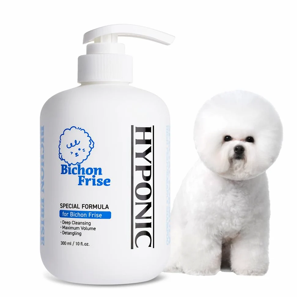 HYPONIC Shampooing pour bichon frisé – Shampooing hypoallergénique et spécifique à la race pour un volume complet, un nettoyage en profondeur et une élasticité des cheveux (10,14 fl oz)