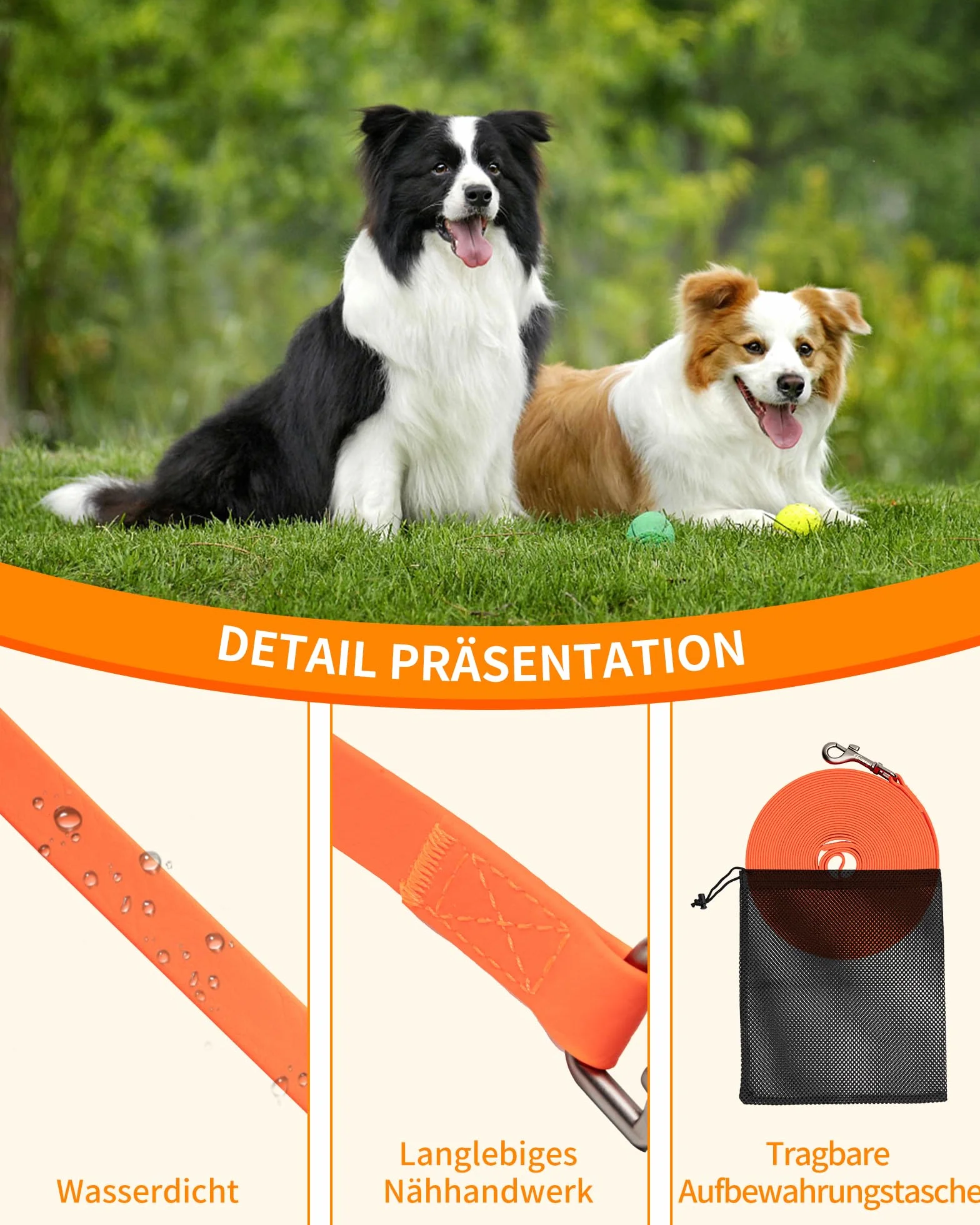 Toozey Longe pour Chien 3m 5m 7m 10m 15m 20m Laisse Chien avec Poignée et Sac de Rangement