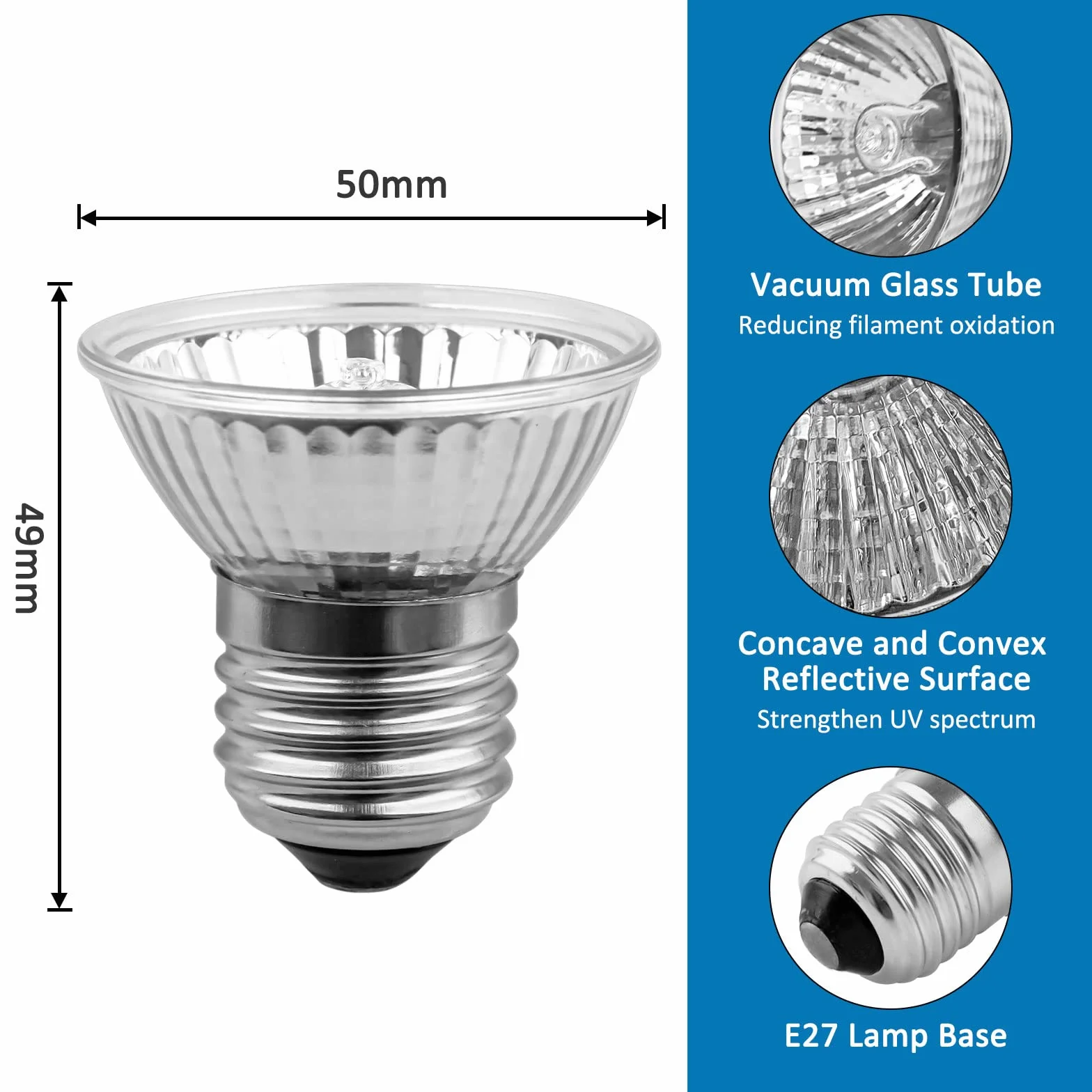 Ampoule Chauffante Reptile UVA UVB E27 25W Dimmable 230V 4 Pièces