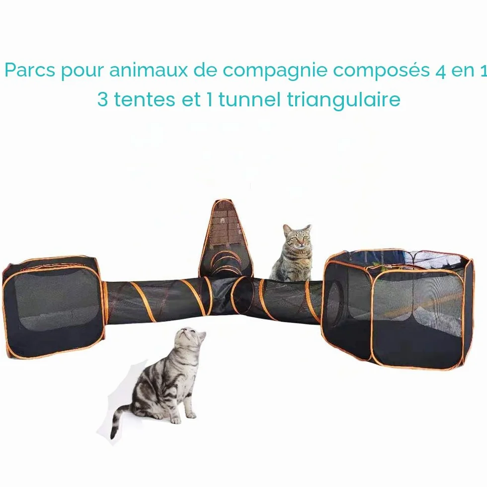 Parc de Jeu Portable pour Chat 4 en 1 avec Tente Pliable