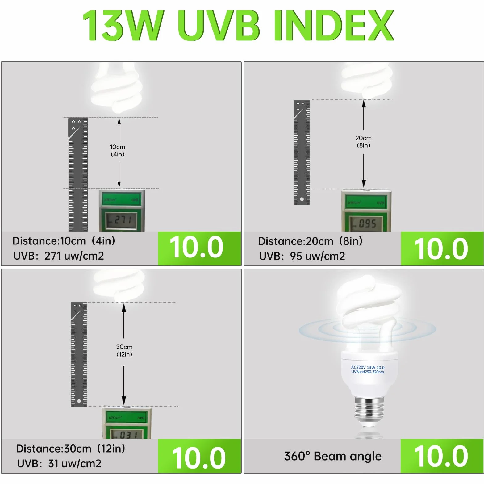 Caldarax 13W Ampoule UVA UVB 10.0 E27 pour Reptiles Tortue Terrarium 220V
