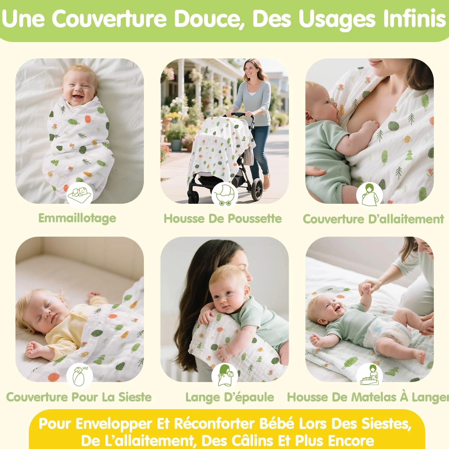Coffret Naissance Bébé Fille et Garçon, Cadeau Nouveau-né avec Couverture d’Emmaillotage, Hochets et Livre d’Éveil Sensoriel, 0–12 Mois