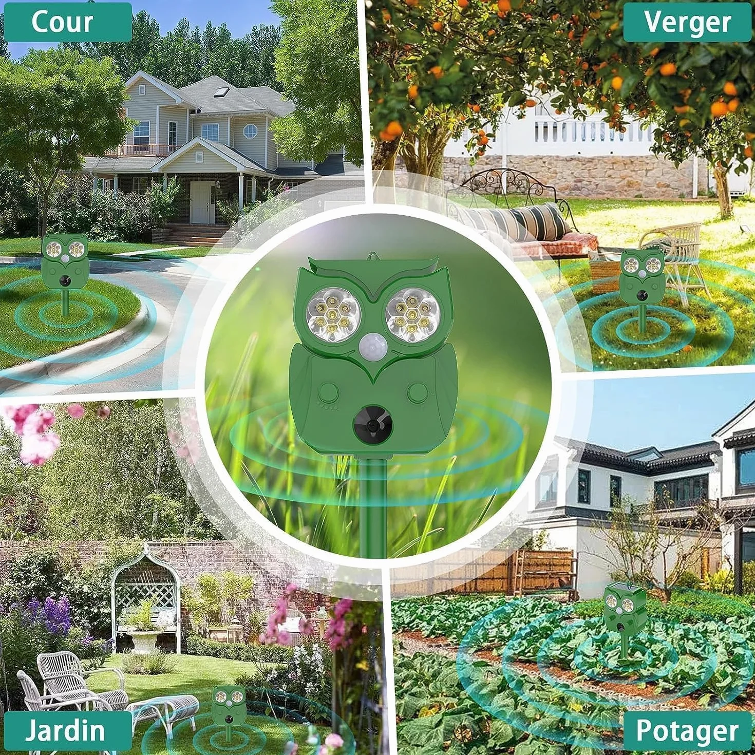 Répulsif Chat Ultrason IP65 2 Pièces Fréquence Réglable pour Chats, Pigeons, Cerfs