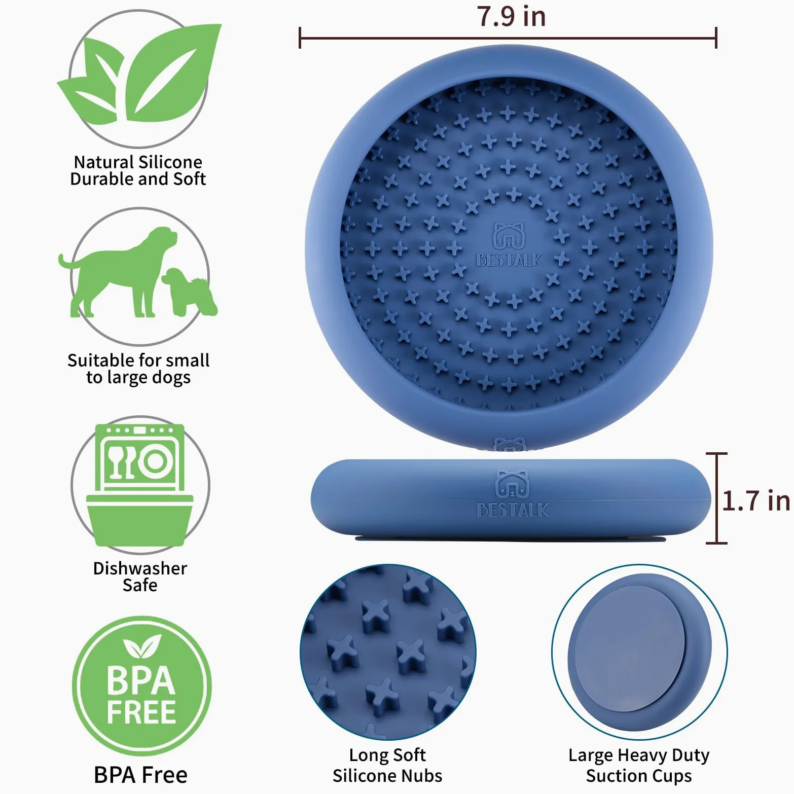 Gamelle à lécher pour chien - Soulage l'anxiété - Distributeur de friandises - Antidérapant - Silicone sans BPA - Passe au lave-vaisselle