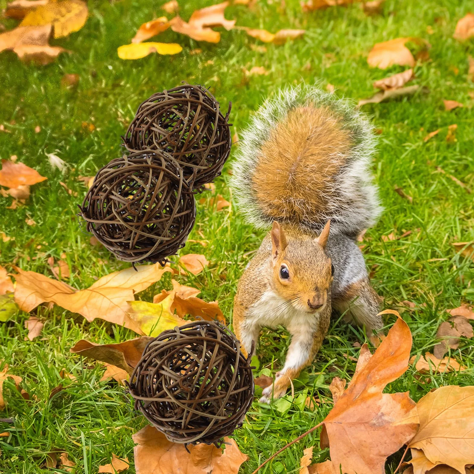 Boules en Osier Naturel Jouet à mâcher pour Petits Animaux Ø6cm 10 Pièces