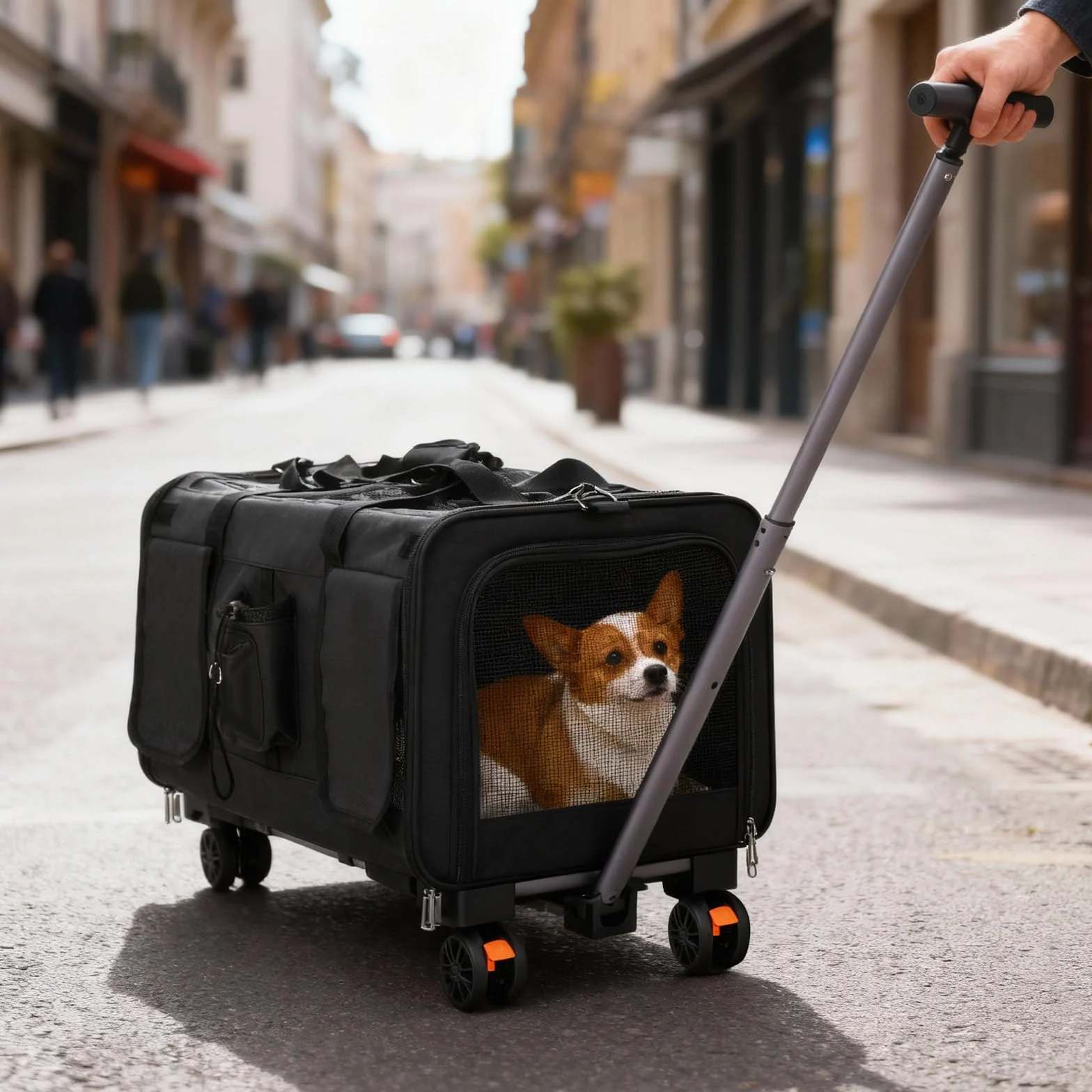 Sac de transport pour chat avec roulettes pliable 17,5 kg noir