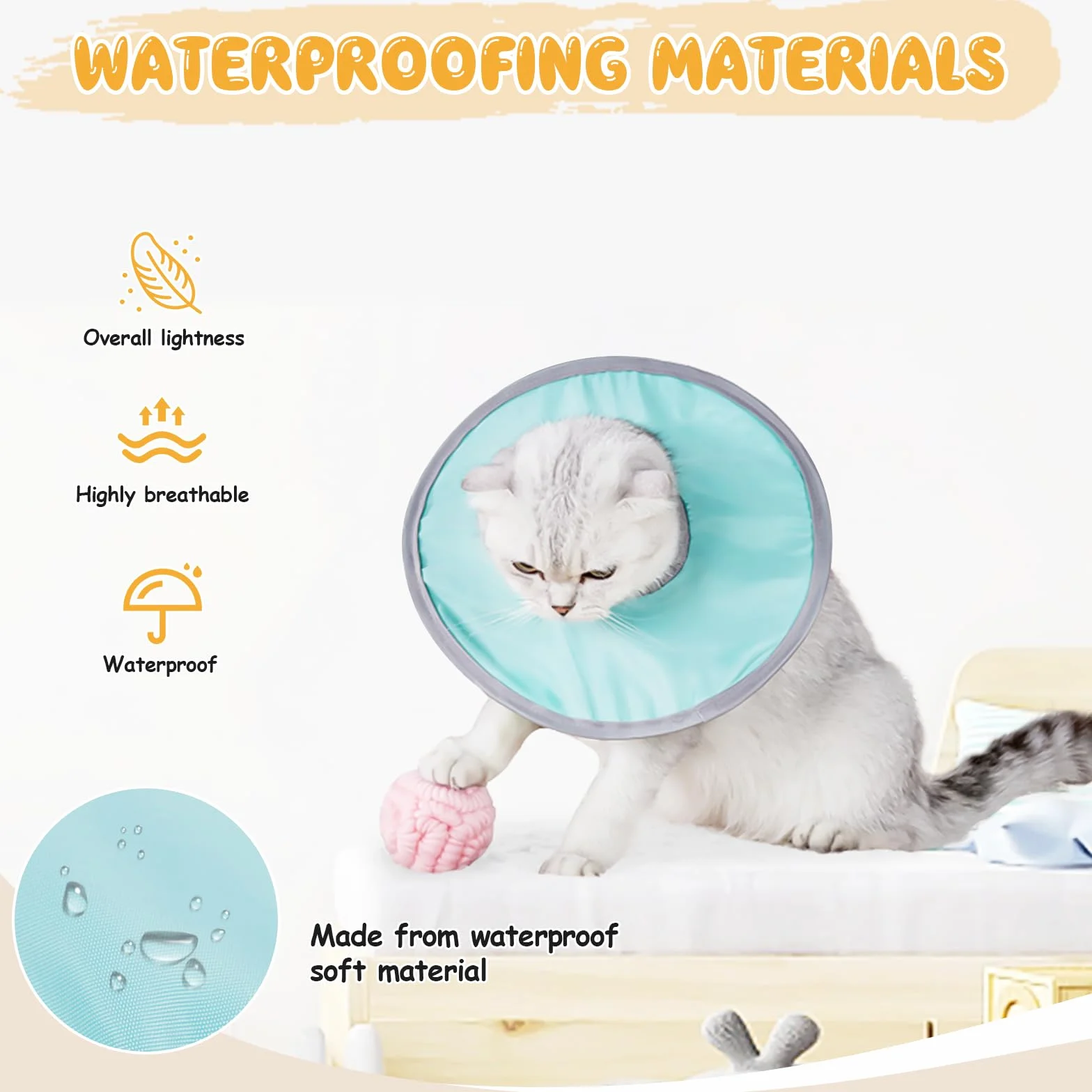 Collerette Chat Anti Lechage Souple Imperméable Ajustable Pliable pour Chat Chaton