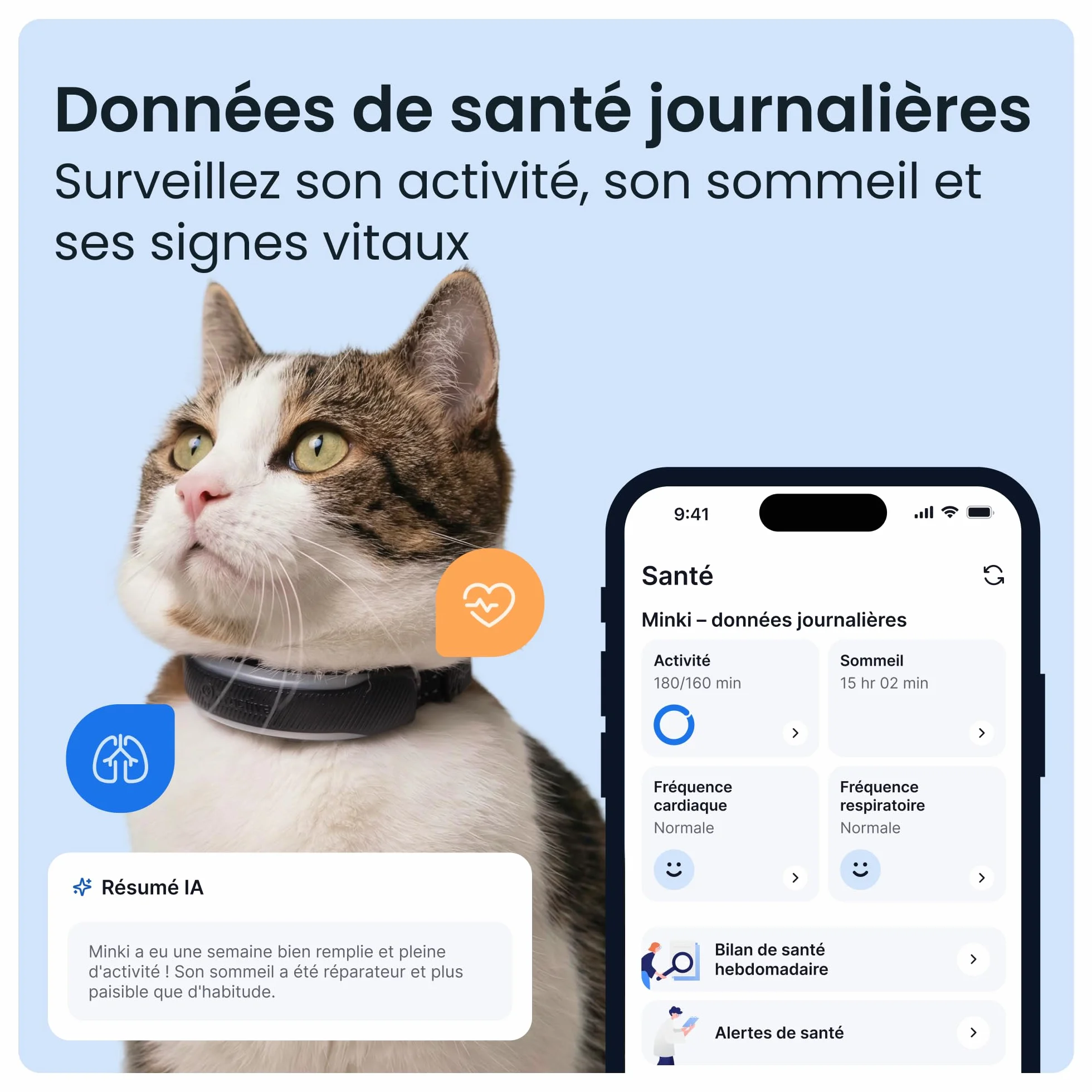 Tractive Collier GPS Chat Connecté Mini Édition 2026 Noir Localisation Directe Alertes Santé